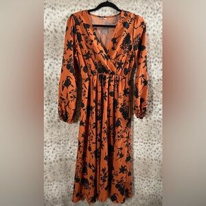 WOMENS LONGSLEEVE FLORAL MAXI DRESS